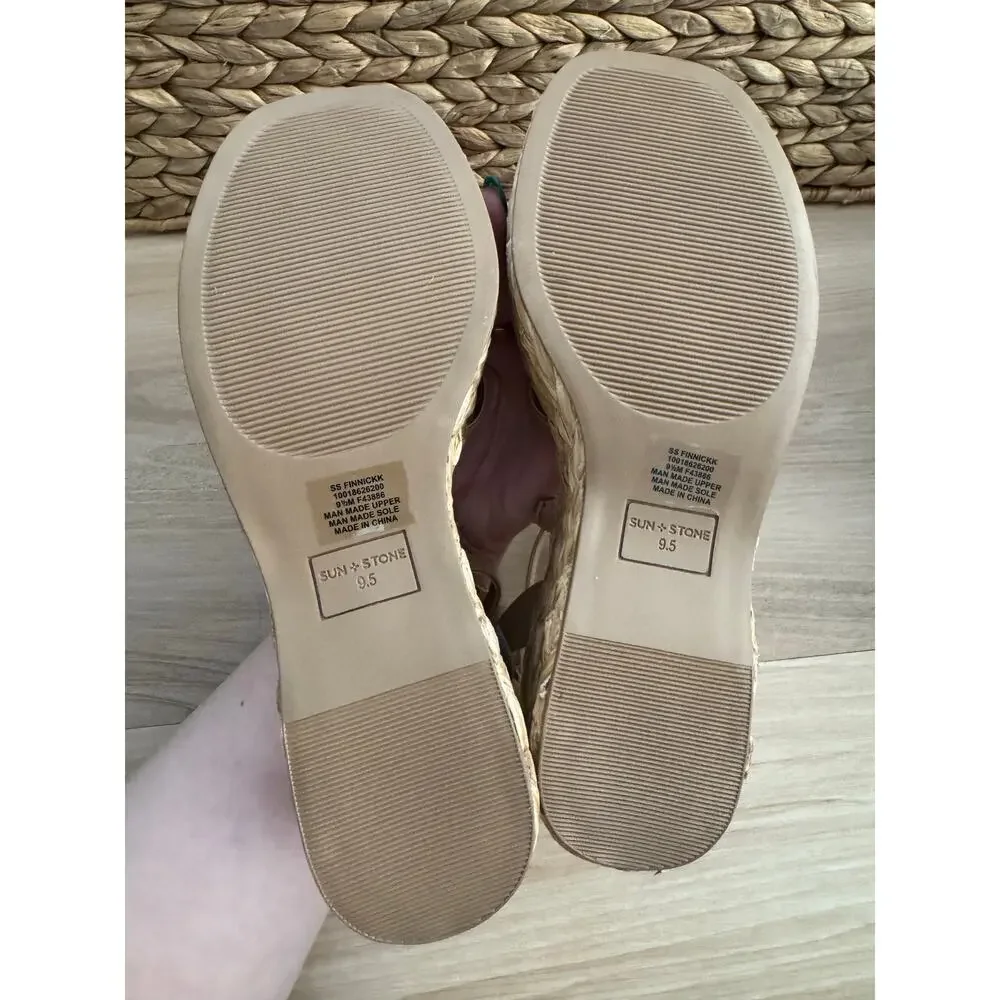 NWOB! Sun + Stone Finnickk Womens Faux Leather Strappy Wedge Sandals